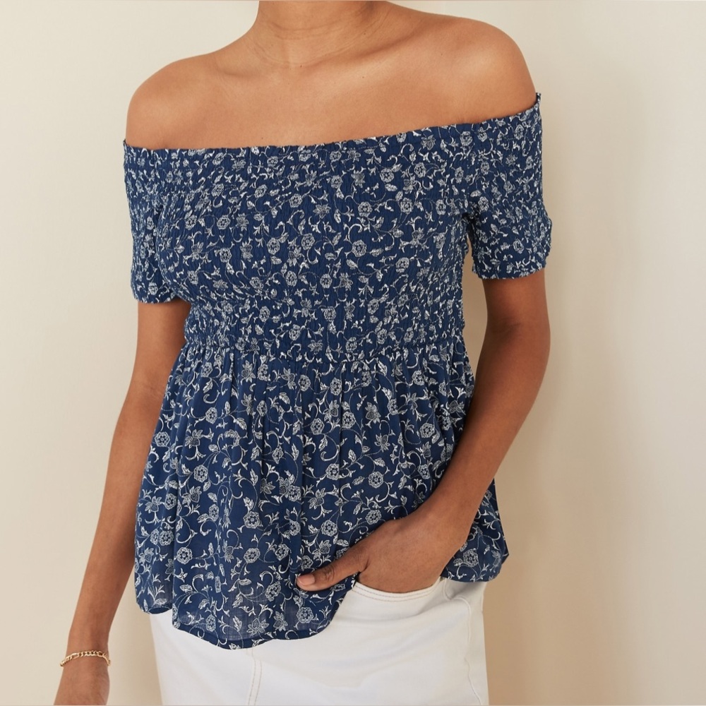 Floral-Print Smocked Off-the-Shoulder Top for Women